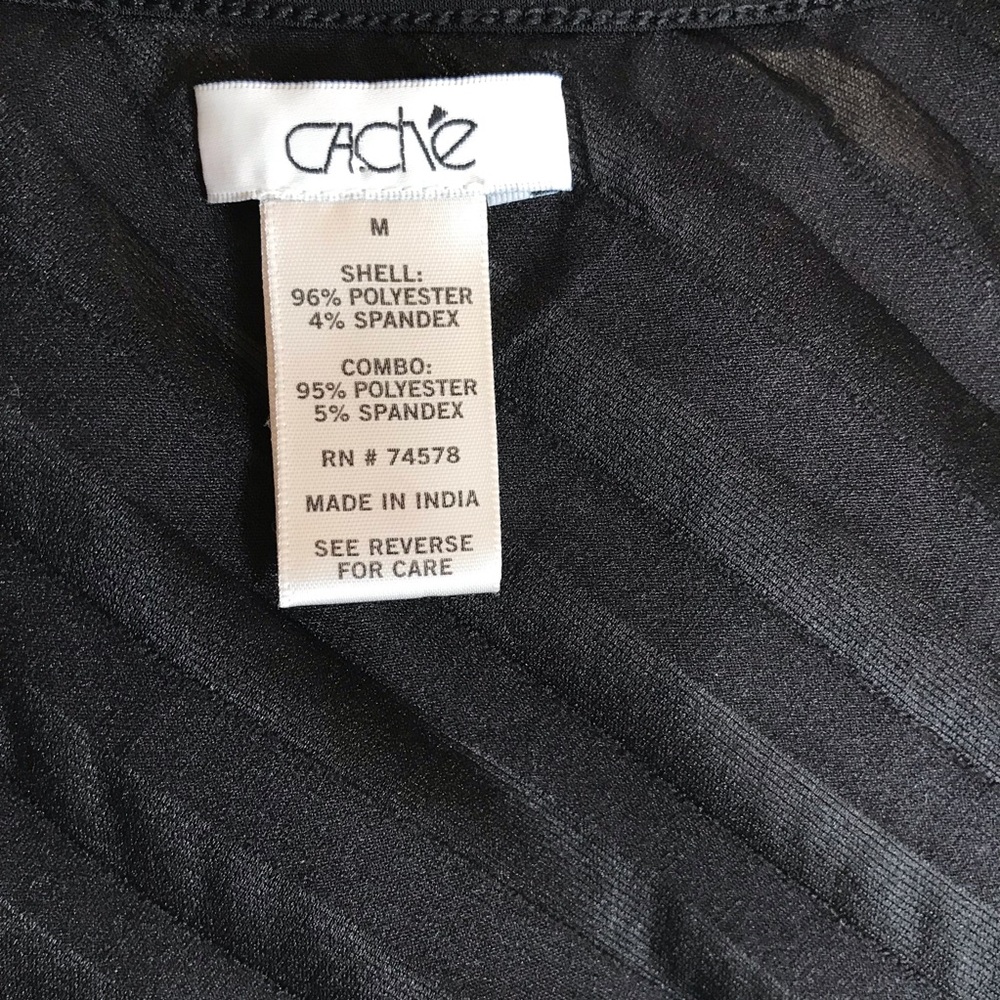Cache Black Ruffle Top, size M - Picture 4 of 5